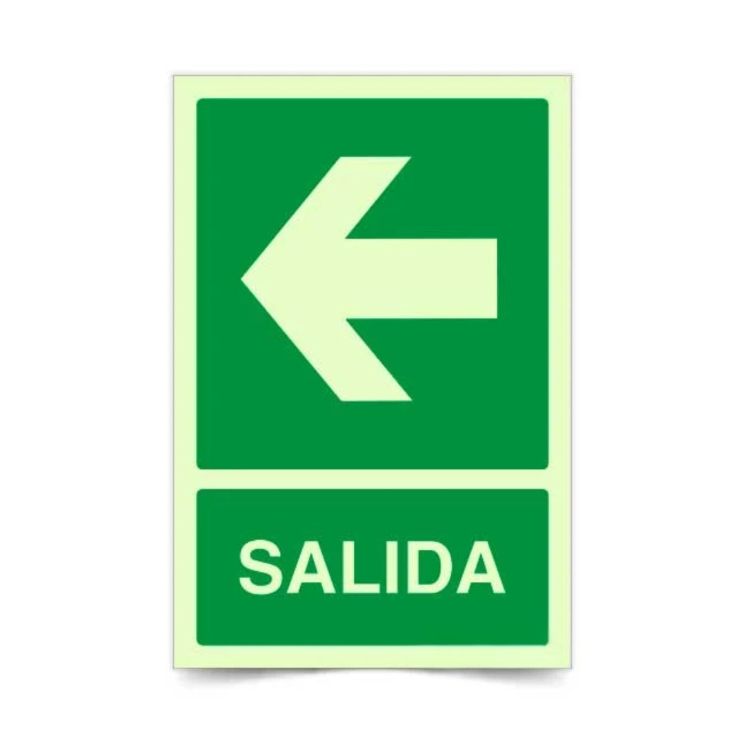 Señalética Salida Flecha Fotoluminiscente Izquierda - Derecha