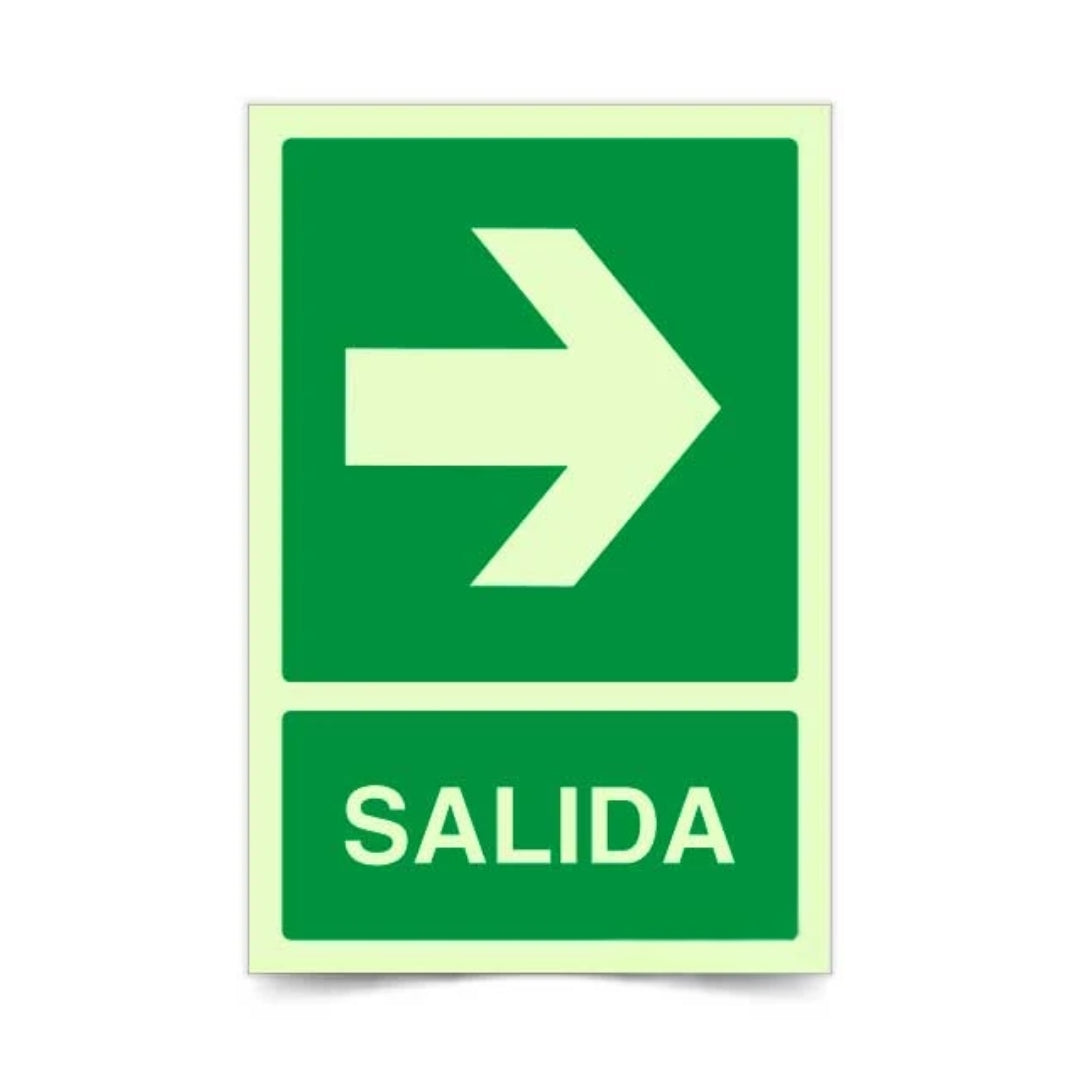 Señalética Salida Flecha Fotoluminiscente Izquierda - Derecha