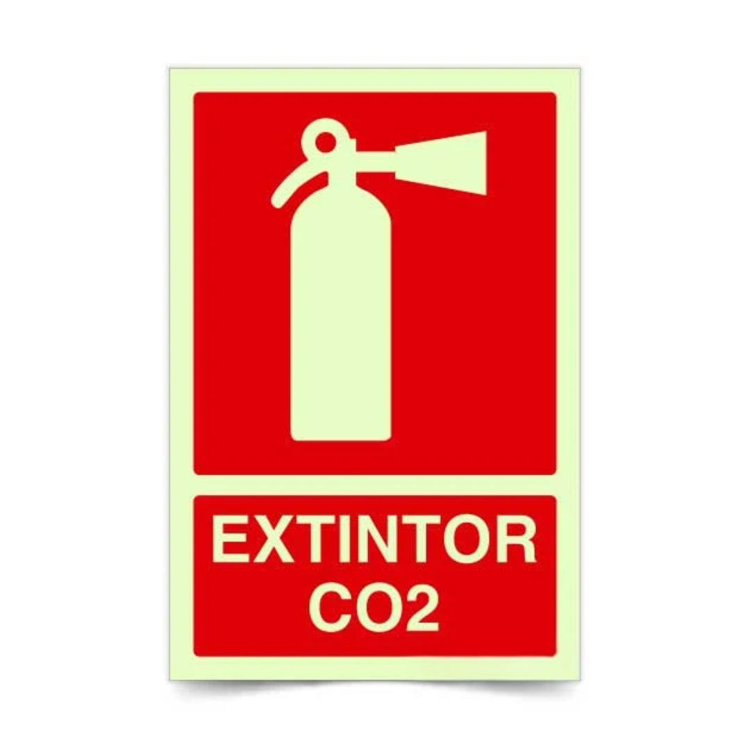 Señalética Extintor CO2 Fotoluminiscente