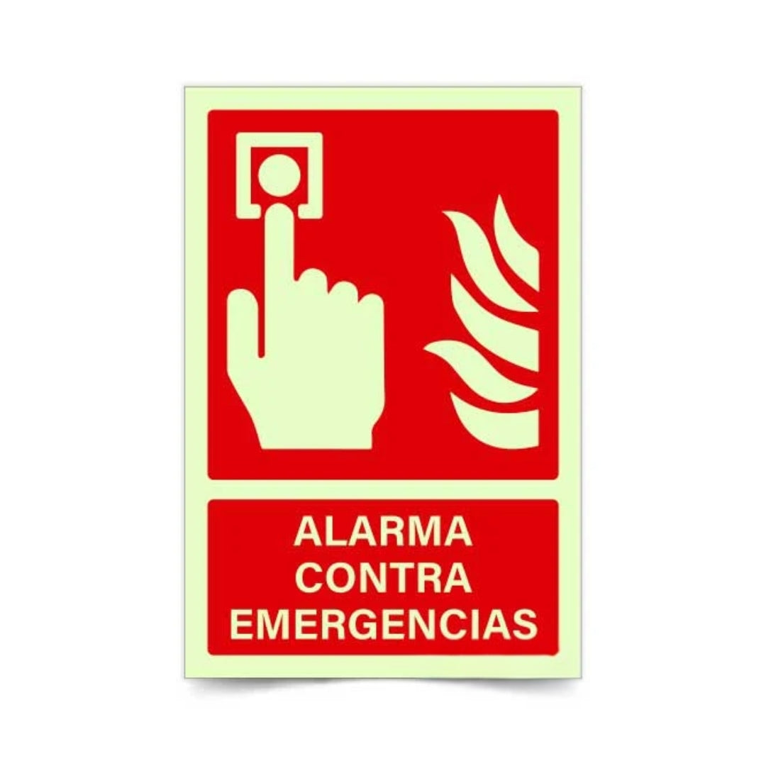 Señalética Alarma Contra Emergencias Fotoluminiscente
