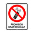 Señalética prohibido usar celular