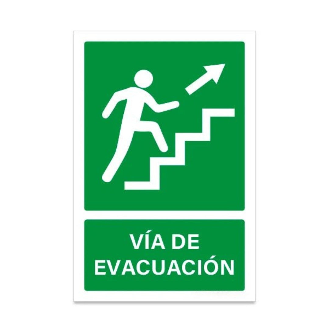 Señalética Vía de evacuación escalera Izquierda - Derecha